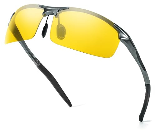 Myiaur Nachtfahrbrille Herren Polarisierte Nachtbrille mit Gelben Gläsern & Blendschutz, Metall Rahmen für Autofahren bei Dunkelheit