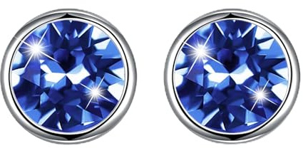 Hasnsofie Silber Ohrstecker 925 Ohrringe, 925 Sterling Silber 8mm Rund Klein Ohrstecker Ohrringe, Unisex Silber Ohrringe für Damen Herren Schwarz/Lila/Aurore Boreale/Blau/Rot/Weiß/Grün