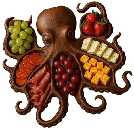 Creation - Piatto da portata in legno di faggio, per formaggi, frutta, decorazione per feste costiere per intrattenere gli ospiti