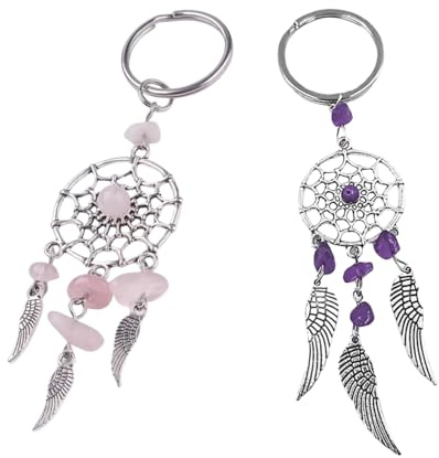 JFangZHZH Porte-clés Attrape-rêves,2 pièce Mini Attrape-rêves Porte-clés,métallique décoration,Cadeau pour Fille Tendance Amie Cadeau pour Filles et Femmes