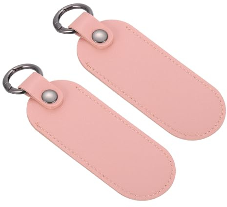 sourcing map 2 Pcs Leather USB Flash Drive Holder,Keychain Holder 5x1.7 Portable Storage USB Case Protective Carrying Case with Keychain for Flash Drive,Pink