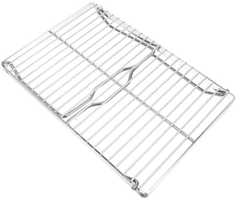 NOLITOY Adjustable Height Outdoor Bbq Rack Portable Stainless Steel Camping Grill Stand with Stable Tilted Legs for Picnic and Barbecue Cooking