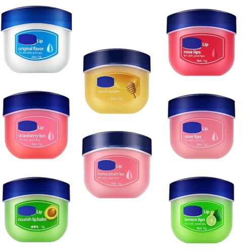 Lip Balm Set, 8 PCS, Lip Balm Multipack, Lip Mask, Lip Moisturizer For Very Dry Lips Lip Repair Sleeping Lip Mask For Day&Night Lip Care, Dark Lip Color Reduce Lip Lines&Wrinkle Dry Flaky (8PCS)