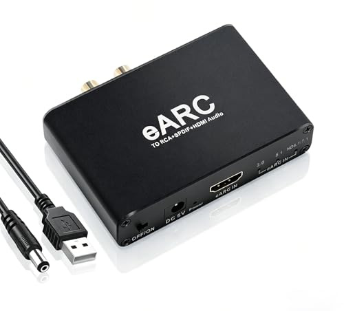 LICAEVEY EARC ARC Sound Extractor, HDMI Optisk 3,5 Mm-utgång, 24Bit 192KHz HiFi-ljudadapter för HDTV Till Högtalarförstärkare