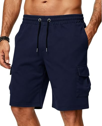 Rayson Pantaloncini Uomo Sportivi Estivi Pantaloni Corti Casual Pantaloncini da Uomo Corti Shorts con Coulisse e Tasche(Blu Navy,XL)
