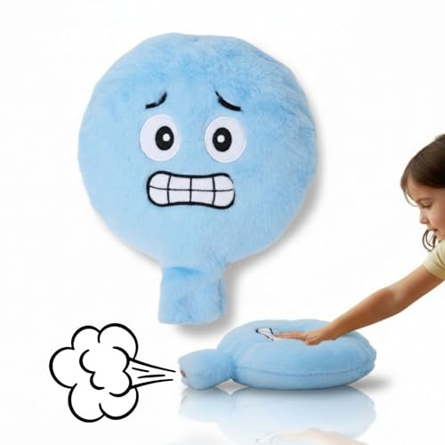 alldoro XXL Plüsch Furzkissen Blau, 20,5 cm großes Pupskissen mit Sound | Bibber, das ängstliche Spaßkissen mit lustigem Furzgeräusch & Gesicht, Emotionen spielerisch entdecken, für Kinder ab 3 Jahre