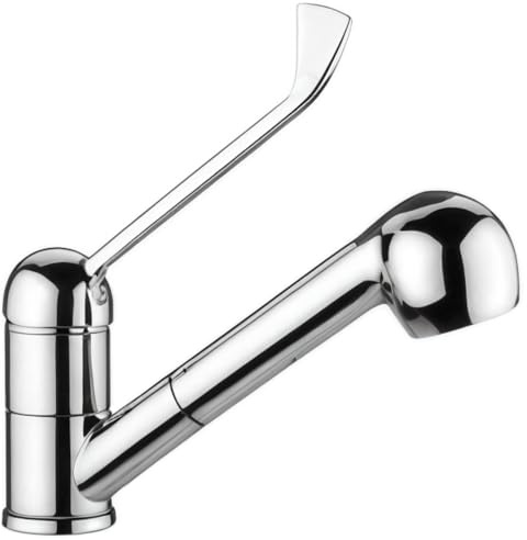 Schläfer 500154014 - Rubinetto per Lavello leva lunga con Doccetta Estraibile due Getti Cromo, Miscelatore Cucina leva clinica con Comando a Gomito, Beccuccio Girevole a 360°, Connettori G 3/8 Pollici