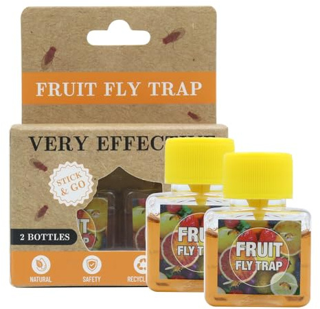 4 Stück Fruchtfliegenfalle,Fliegenfalle Innenbereich,Obstfliegenfalle Bekämpfen für Küche Obstkorb, Vorrat,Spüle mit Trichter bis zu 3 Wochen Leistung pro Flasche, Kinder-und Haustierfreundlich