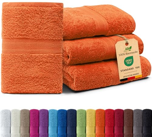 AR Line Arizona 4er Set Handtücher 50x100 cm – 100% Baumwolle, 500 g/m², weich & saugstark in Farbe: Terra