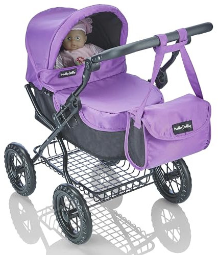 Molly Dolly Dolls Pram - Toy Pram With Adjustable Handle Height - Doll Pram For Girls Age 3-7 Years
