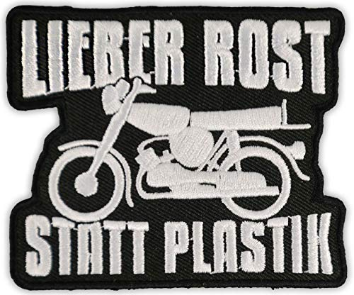 Bügel Aufnäher Lieber Rost statt Plastik