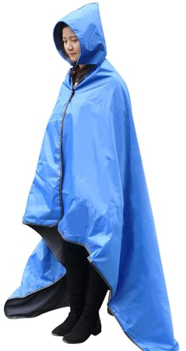 DUKUSEEK Outdoor Waterproof Stadium Blanket, XL Large (79x56) Hooded Stadium Blankets with Fleece,Portable,Warm Outside Blankets for Cold Weather, Camping, Sports, Beach, Football, Festivals…