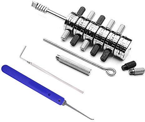 Loboo Idea Premium Tibbe Schloss-Decoder-Werkzeug-Set mit Ledertasche, 6-Zylinder-Lesegerät, Auto-Dietrich-Werkzeug