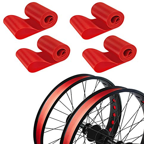 ADDMOTOR Rim Strip Rim Tape 20 inch Fat tire Liner PVC Inner Tube Cushion Protector Anti Puncture for Bikes 4PCS (Red)