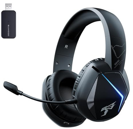 SOMiC Stincoo 2.4G Wireless Gaming Headset for PS4, PS5, PC, with Detachable Mic and RGB LED, Surround Sound, Bass, Over Ear Headphone with Game/Audio/Live Broadcast Sound Mode, Wireless/Wired Use
