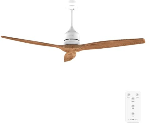 Cecotec Ventilateur de Plafond EnergySilence Aero 5270 White&BlackWood, Moteur DC 40W, Diamètre 132 cm, Télécommande, Minuteur, 6 Vitesses, Été et Hiver, Hauteur Ajustable 15 ou 25 cm, Silencieux