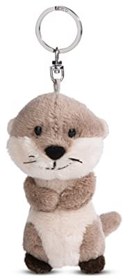 NICI 49142 Otter Oda 10cm Grey-Sustainable Companion Cuddly Animal Pendant Ring for Lanyard, Key Ring & Key Holder