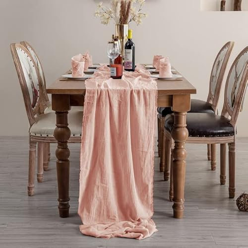 MITAR Hochzeit Tischdekoration Esstisch Läufer Baumwollgaze Servietten Natürliche Weihnachtsdekorationen für den Heimtisch
