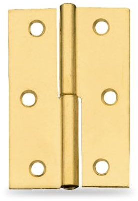 Amig - Pack de 2 Bisagras para muebles- Apertura mano Derecha - Acero Latonado - 51 X 36 X 1,2 mm - Desmontable, Canto Cuadrado y Sin Remate