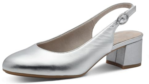 TAMARIS Comfort damer läder-slingpumps eleganta pumps, silver, 40 EU, silver, 40 EU