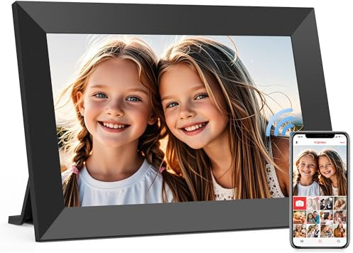 Frameo App - Cornice per foto digitale WiFi da 10,1 pollici, cornice elettronica per cloud intelligente con display touch HD IPS 32 GB di memoria, rotazione