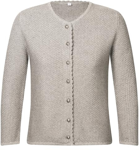 Schöneberger Trachten Couture LENA - Cardigan tradizionale da donna, in lana, stile country house per Oktoberfest, elegante giacca Dirndl, Argento/Grigio Melange, M
