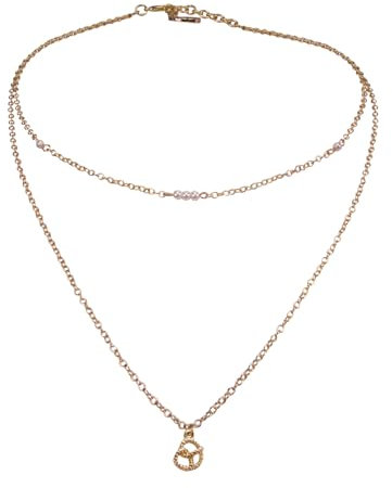 Alpenflüstern Trachten-Metallhalskette Breze zweireihig - Damen-Trachtenschmuck Dirndlkette (gold-farben) DHK335