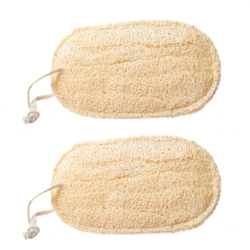 LoofahCrafts – 2 Esponjas de luffa egipcia natural para cocina – Esponja vegetal sin plástico, biodegradable y reutilizable – Ideal para platos, limpieza y fregado ecológico