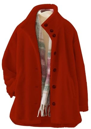 Manteau Laine Femme Veste en Laine Femme Manteau Noir Femme Veste Militaire Femme Manteau Laine Bouillie Gilet Laine Femme Hiver Chaud Manteau Vintage Femme Manteau Officier Rouge L