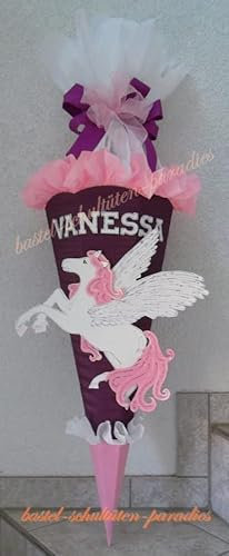 Schultüten Bastelset Pegasus/Einhorn lila-rosa-weiß MaterialType Schultütenzuschnitt 400g Karton