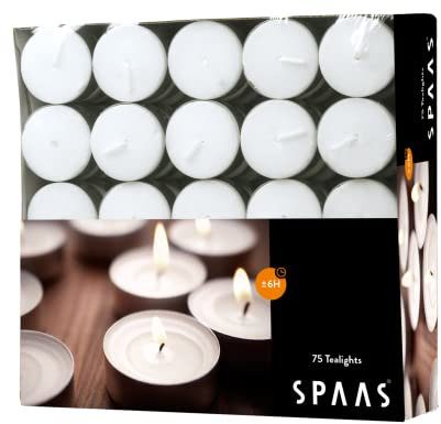 Spaas Tealights Box x75, ± 6 Hours, White