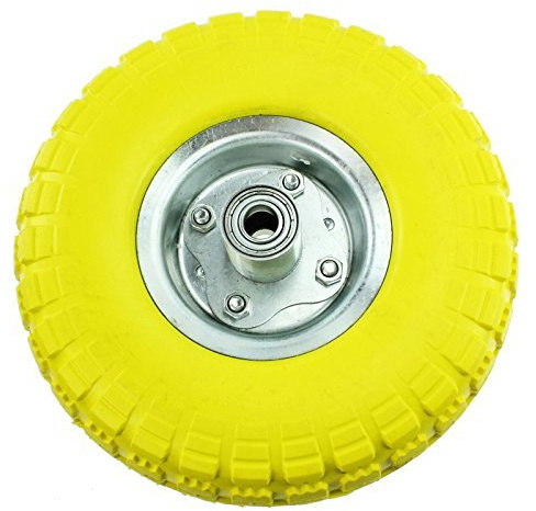 SPARES2GO 10 Wheelbarrow Wheel PU Puncture Proof Solid 4.10 3.50-4 Tyre Heavy Duty Rim Replacement Tire for Sack Truck Garden Trolley Barrow Go Cart (Pack of 1)