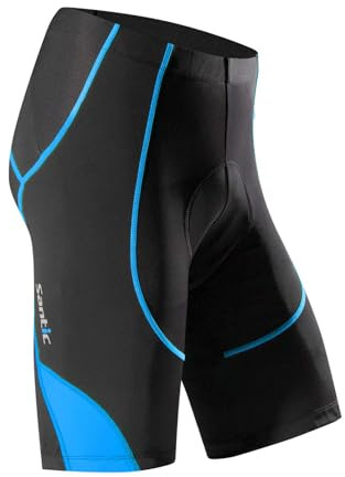 Santic Pantalon Ciclismo Hombre Corto Pantalones Bicicleta Hombre Montaña/MTB Acolchado con Badana/Almohadilla Azul EU L