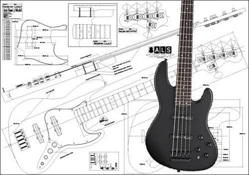 Aust Luthiers Supplies Fender Jazz Bass 5-saitiges Poster, ungerahmt, Querformat, 83,8 x 119,4 cm – Wohnzimmer, Schlafzimmer, Home Office