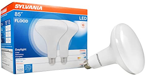 Sylvania BR40 LED Flood Light Bulb, 85W = 13W, 10 Year, Dimmable, Frosted Finish, 1050 Lumens, 5000K, Daylight - 2 Pack (79624)