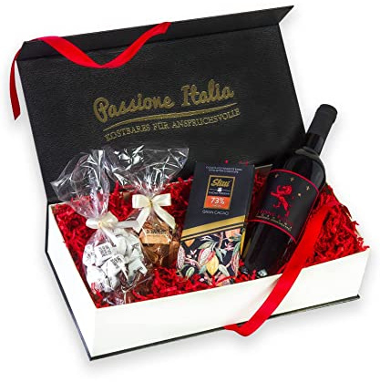 Geschenkset Purer Genuss mit Premium-Toskana Rotwein und Pralinen Tartufi und Zartbitter Schokolade