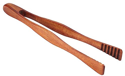 TOPINCN BBQ Cooking Tongs Wooden Clip Buffet Food Tongs Bread Steak Kitchen Clamp Serving Tool