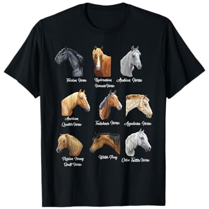 Horse Breeds Equestrian Horseback Riding Gift for Girls T-Shirt