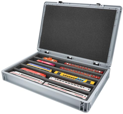 Feldherr Eurobox 60 x 40 cm Set für Modelleisenbahnen - Spur H0-5 Fächer - Schaumstoffeinlage für liegende Aufbewahrung - kompakte Transportlösung für Loks und Waggons