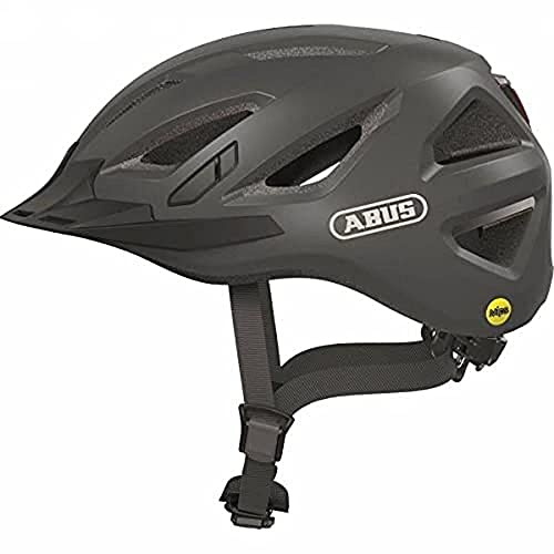 ABUS Stadthelm Urban-I 3.0 MIPS - Fahrradhelm mit Aufprallschutz, Rücklicht, Schirm und Magnetverschluss - für Damen und Herren - Titan Matt, Größe S
