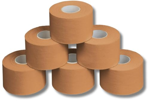 Cinta Adhesiva Deportiva 3.8cm x 10m Tape Vendaje Deportivo para Proteger los Dedos de los Pies, Tobillos y Dedos en Boxeo, Voleibol, Fútbol y Escalada en Roca (6 Pack, Carne o Beige)
