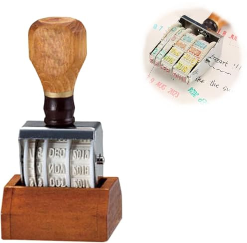 Wooden Handle Printy Dater Stamp Adjustable Date Stamp Office Date Stamper for DIY Scrapbook Craft Card Art Decoration