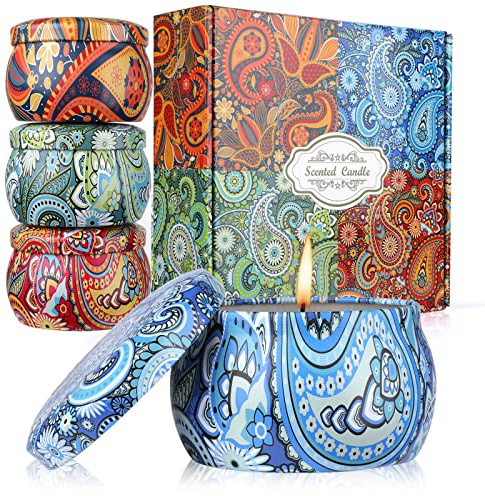 Dsclavacy Scented Candles Gifts for Women, 4Pack 5.65Oz Candle Set, Natural Soy Wax, Aromatherapy Candles for Birthday, Christmas Gifts, Portable