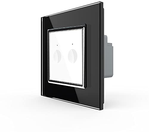Livolo Notch Rollladenschalter Markisenschalter Jalousien Schalter in weiß mit Glasblende Glasrahmen in Schwarz VL-FC2NW-2WPS21-12