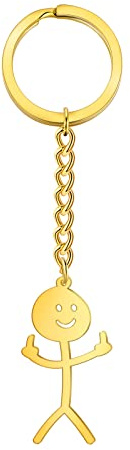 Dreamtimes Lustiges Skelett Smiley kleiner Mann Gebärdensprache Schlüsselanhänger Finger Medium Stickman Nette Trend Tasche Auto Schlüssel Anhänger Paar Geschenk Schlüsselanhänger