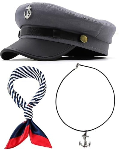 Maticr Unisex Yacht Captain Hat Chauffeur Hüte Newsboy Cap Anker Skipper Hut Cabbie Paperboy Barett Cap, grau, M/L