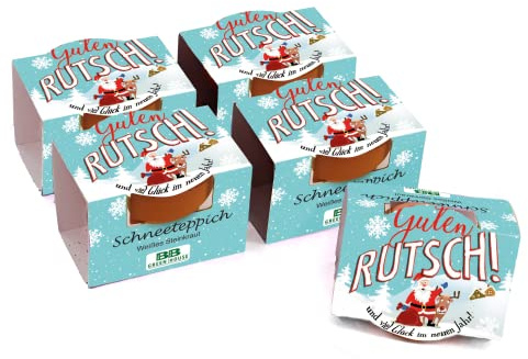 Bull & Bear 5er Set Mini Pflanzset 'Guten Rutsch' mit Schneeteppich Samen im Topf 4,5cm, weißes Steinkraut Anzuchtset mit Pflegeanleitung