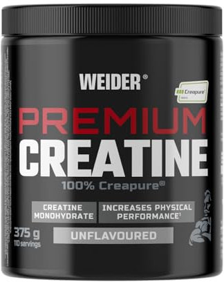 Weider Premium Creatine (375 g) Gusto Neutro. 100% Creatina Monoidrato Creapure, Senza Zucchero, Vegana, Aumento delle prestazioni fisiche (110 porzioni)