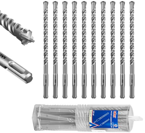 SALI SDS Plus Bohrer Set 10x210mm 10 tlg. Hammerbohrer Set Betonbohrer mit 4 Hartmetall Spitze Präzises Schnelles Bohren in Beton Zubehör Bohrhammer Steinbohrer für Stahlbeton,Naturstein,Ziegelmauer