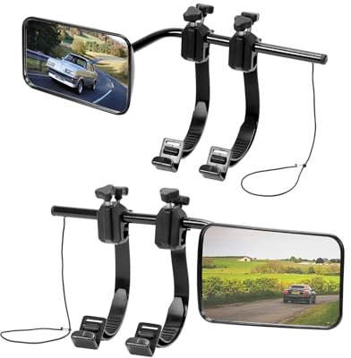 SUPAREE Convex Caravan Towing Mirrors,Caravan Mirrors for Cars Universal Towing Mirror Extensions with Clamps & Rubber Straps Safe for Motorhome Touring Pair
